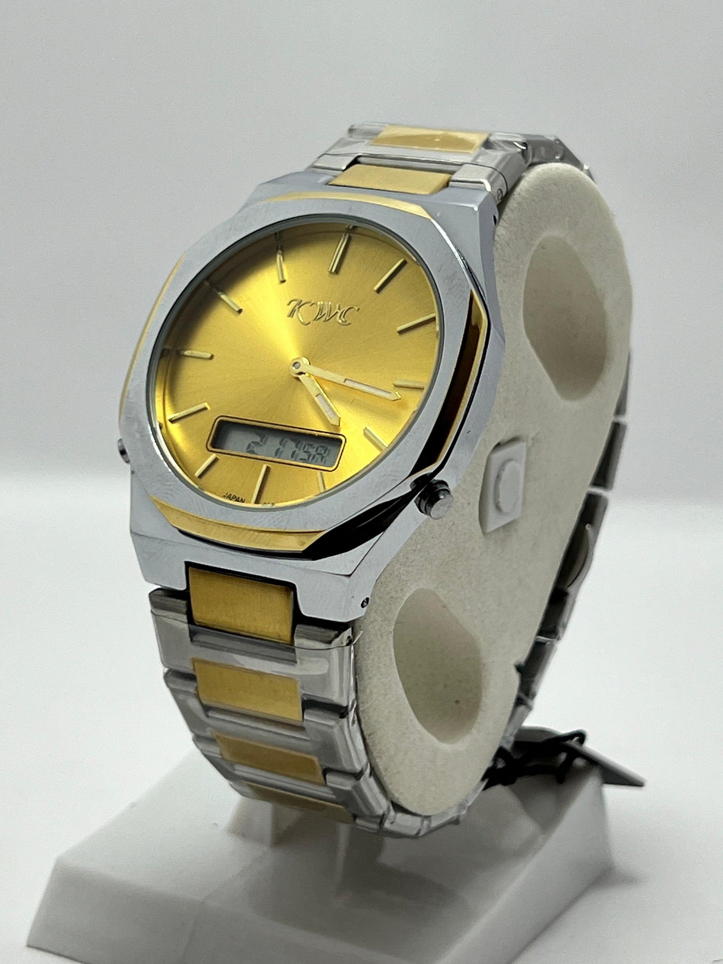 KWC Luxury Dual Time Wrist Watch – Gold & Silver Stainless Steel Men’s Analog Digital Watch - LOOKANDLUSH.COM