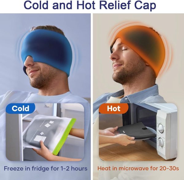 Headache Relief Hat For Migraine Relief, Tension, One Size Fits All Headache Cap With Reusable Ice Gel Pack