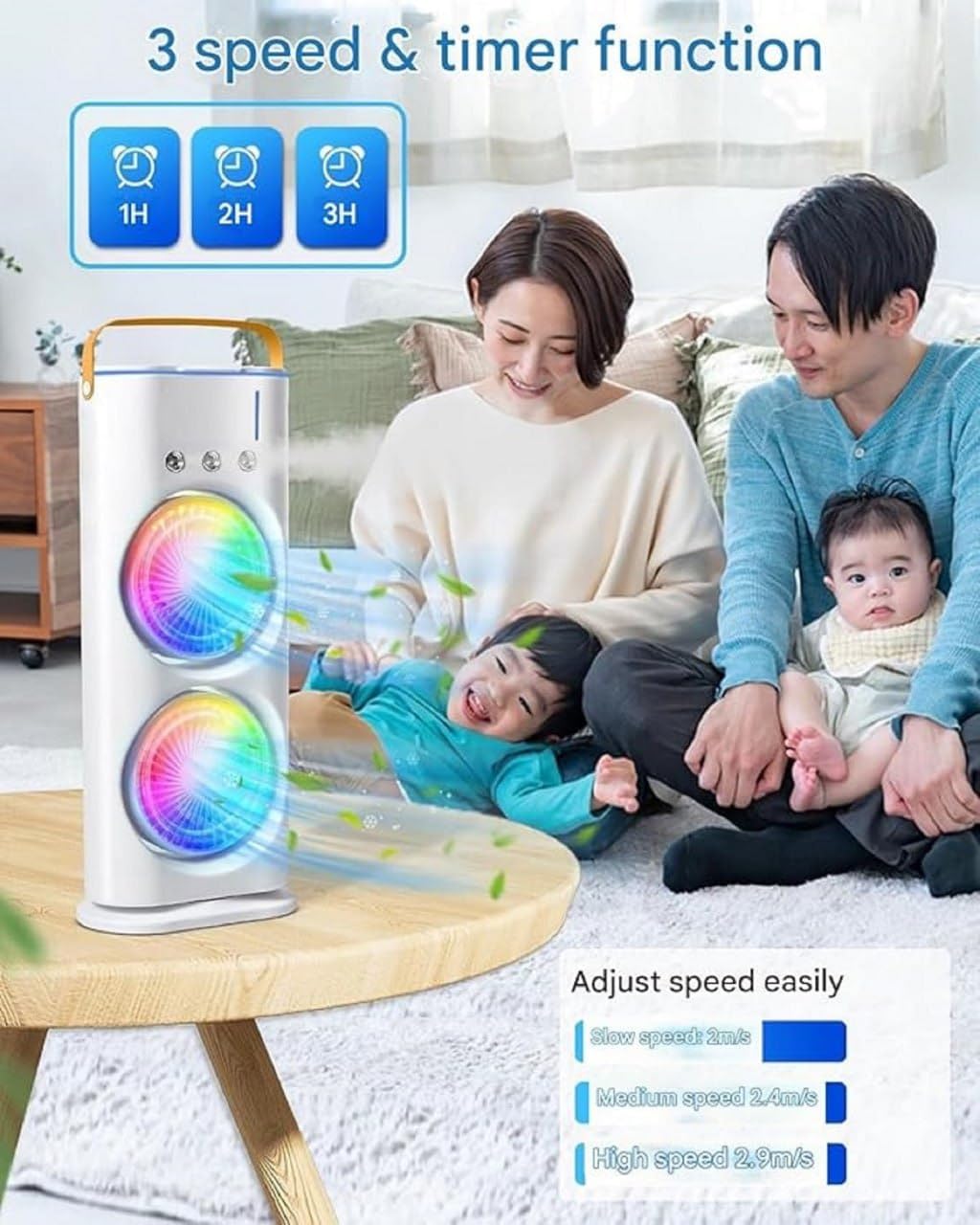 Portable Tower Mist Spray Cooling  Fan + Get Special Gift Free