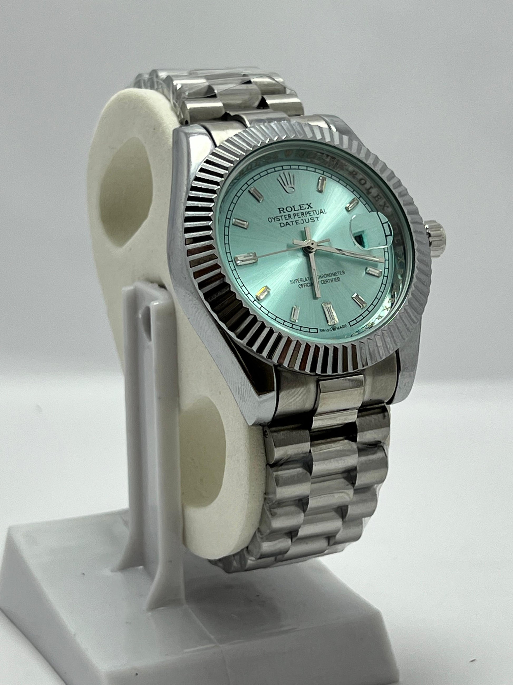 Rolex Oyster Perpetual Datejust Stainless Steel with Aqua Blue Dial - LOOKANDLUSH.COM