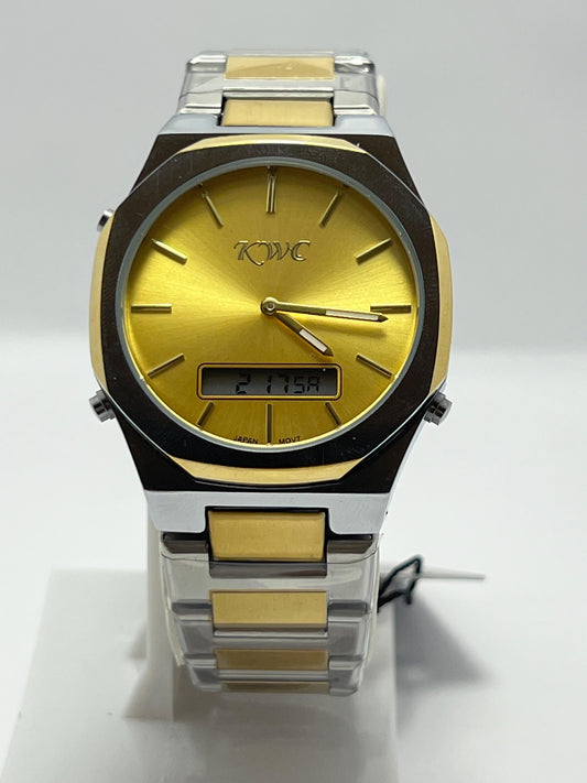 KWC Luxury Dual Time Wrist Watch – Gold & Silver Stainless Steel Men’s Analog Digital Watch - LOOKANDLUSH.COM