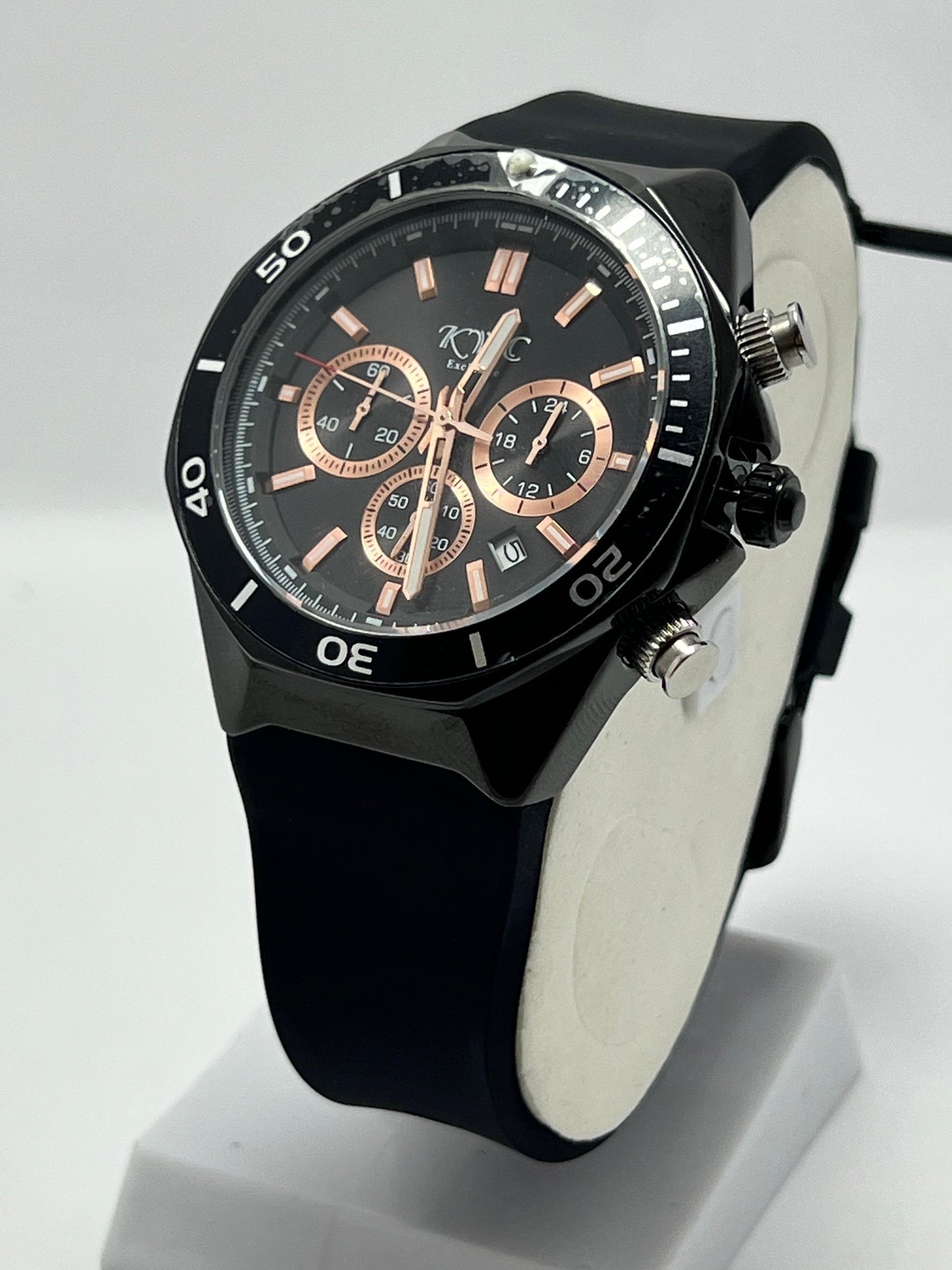 KWC Black & Rose Gold Wrist Watch - LOOKANDLUSH.COM