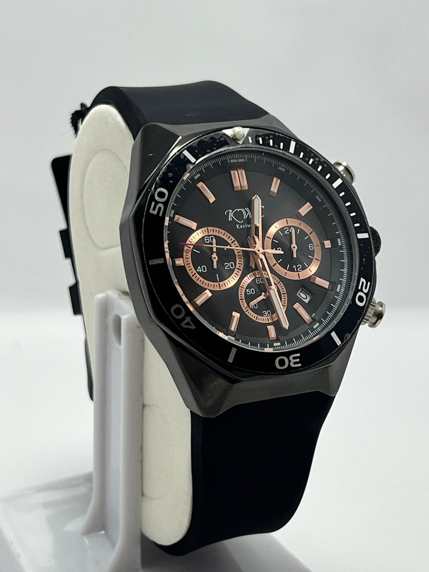 KWC Black & Rose Gold Wrist Watch - LOOKANDLUSH.COM