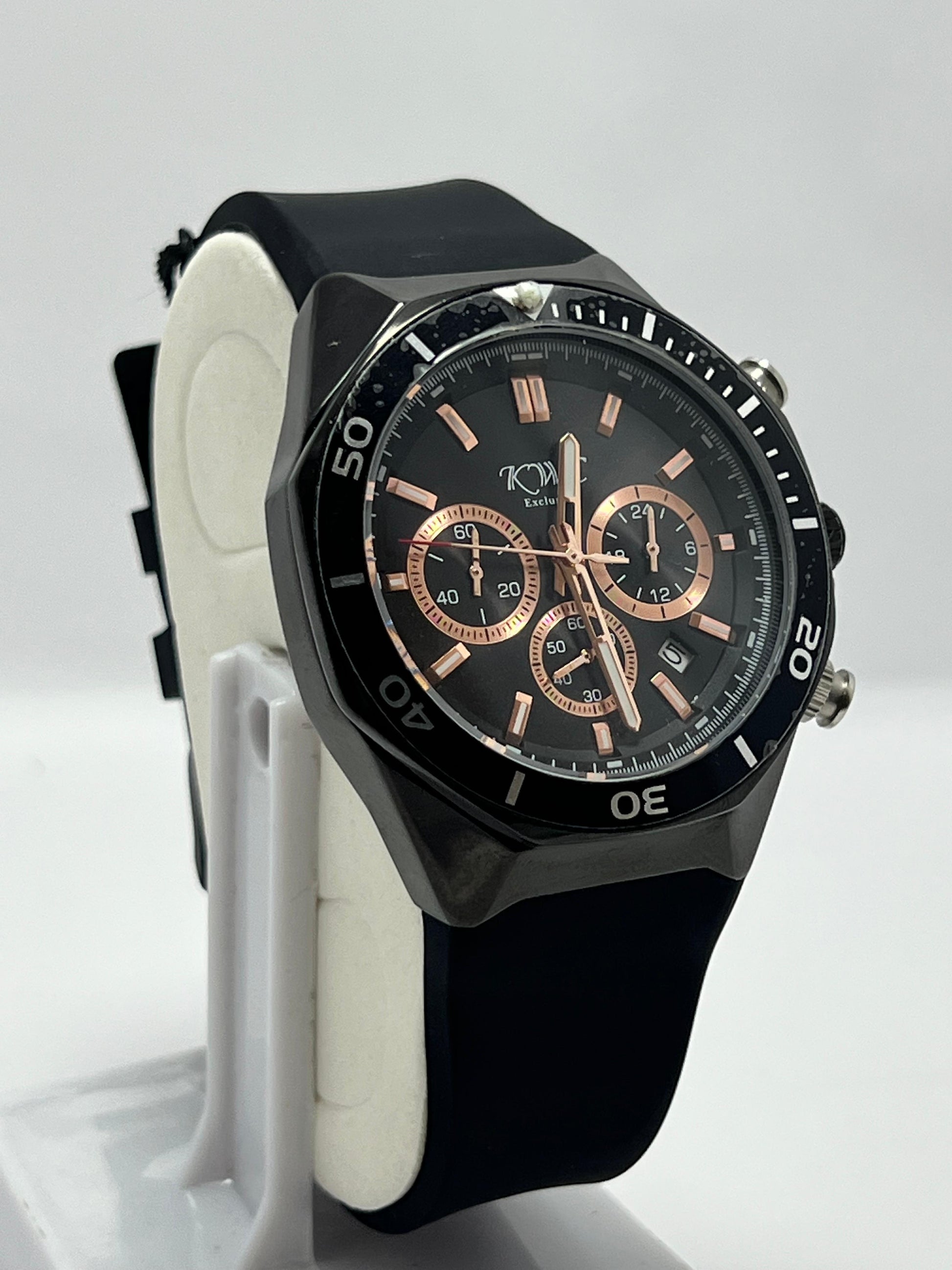 KWC Black & Rose Gold Wrist Watch - LOOKANDLUSH.COM