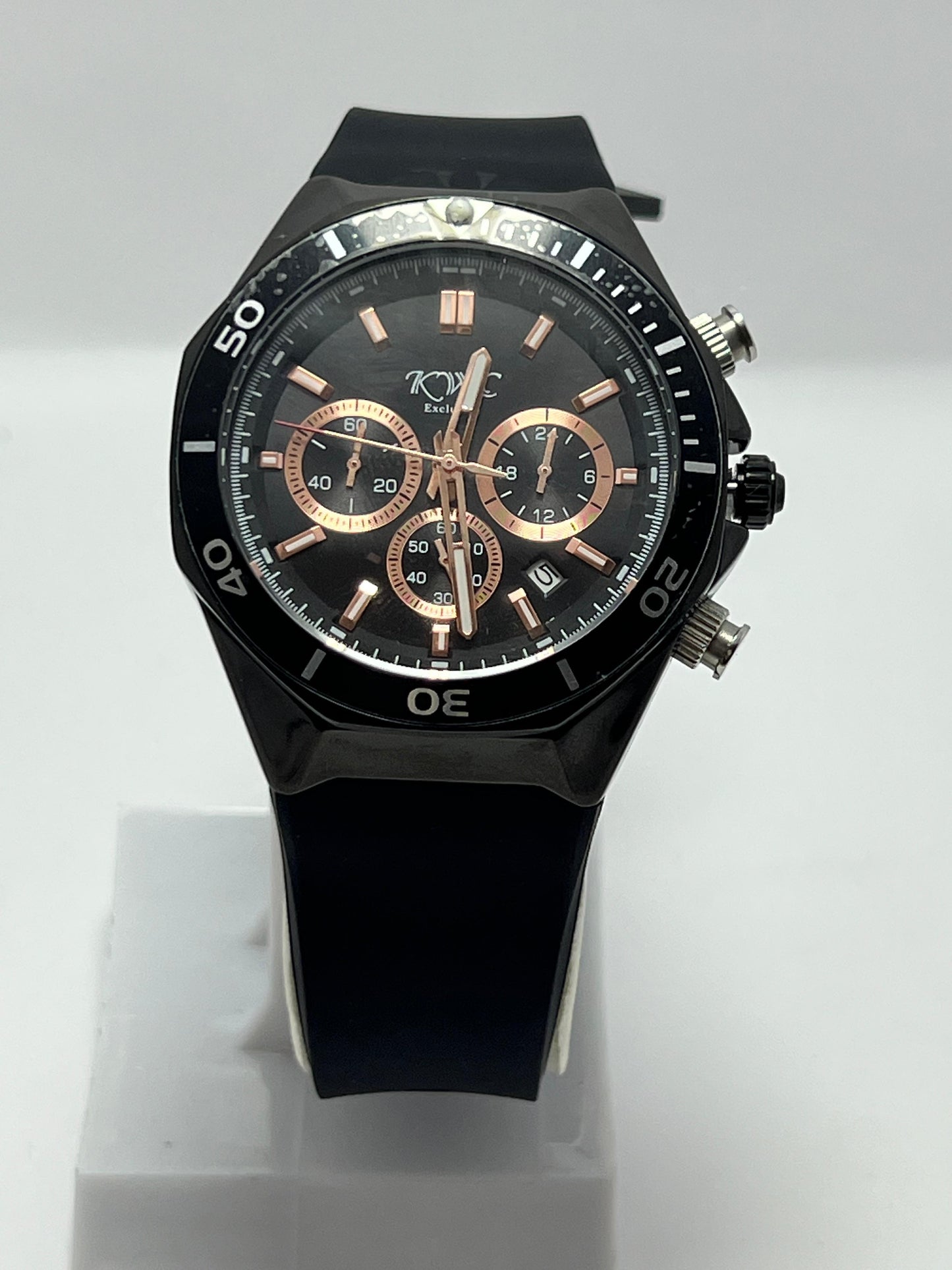 KWC Black & Rose Gold Wrist Watch - LOOKANDLUSH.COM
