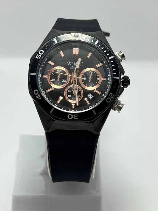 KWC Black & Rose Gold Wrist Watch - LOOKANDLUSH.COM