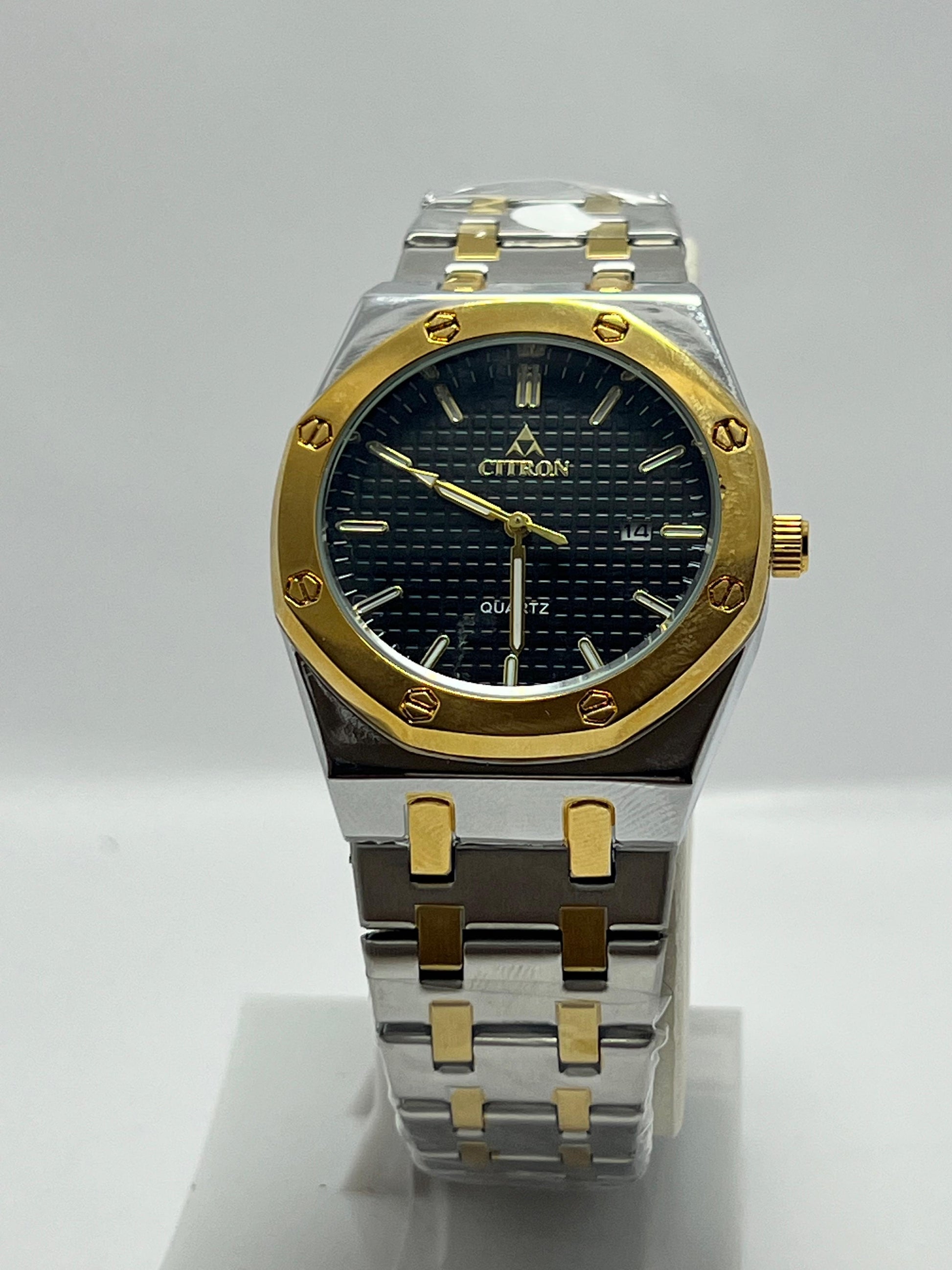 Citron Two-Tone Stainless Steel Quartz Watch with Black Dial - LOOKANDLUSH.COM