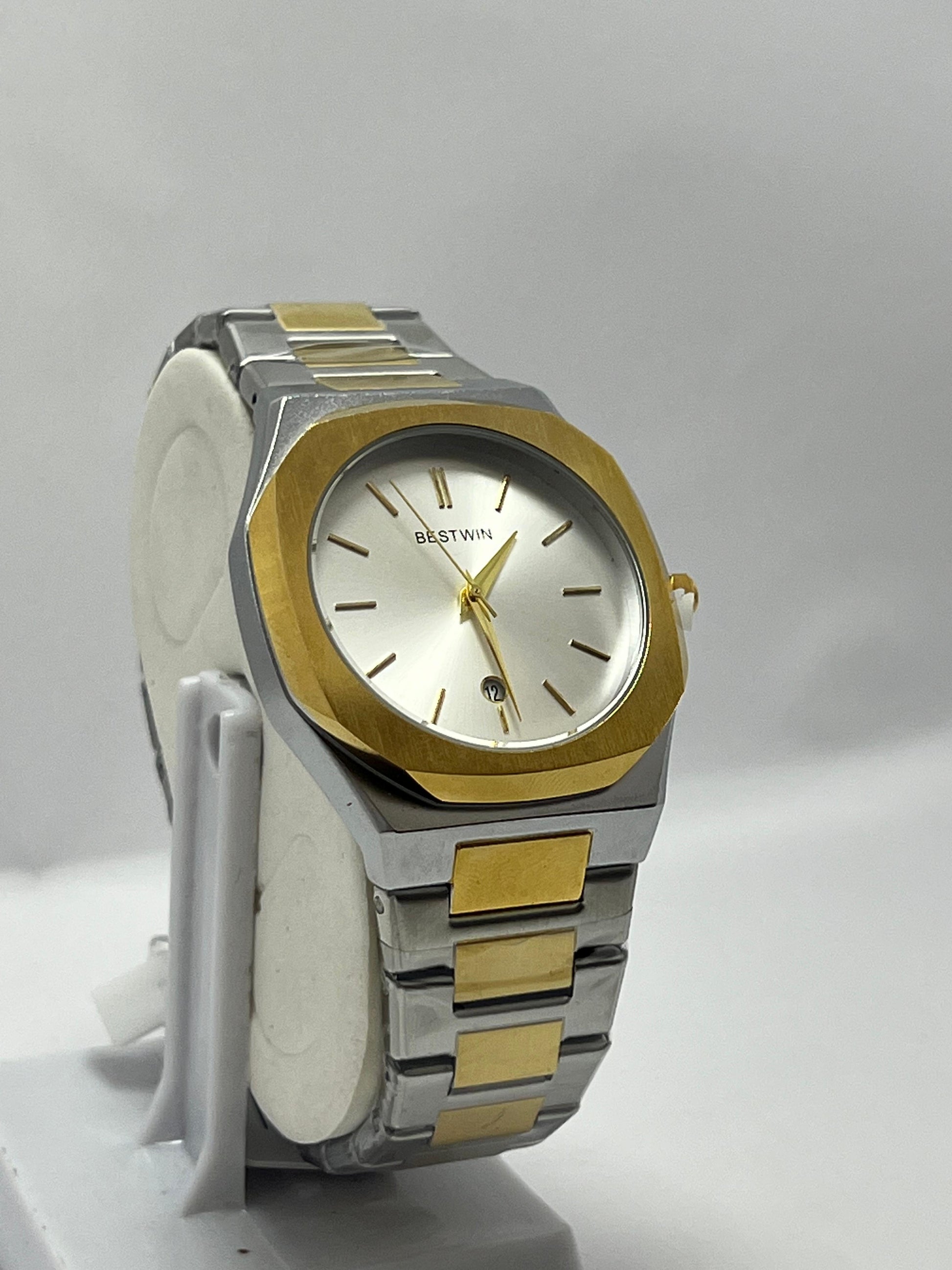 Bestwin Two-Tone Stainless Steel Quartz Watch with Silver Dial - LOOKANDLUSH.COM