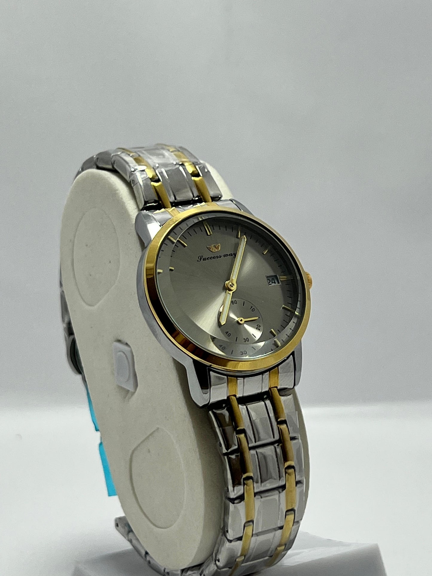 Success Way Men’s Two-Tone Stainless Steel Wrist Watch – Grey Dial, Date Display, - LOOKANDLUSH.COM