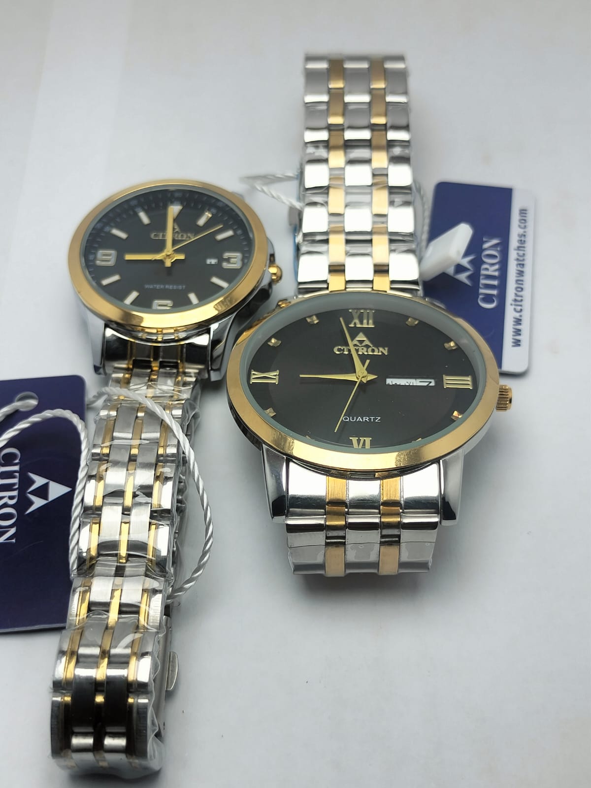 Citron Couple Watches – Matching Silver & Gold Strap with Black Dial - LOOKANDLUSH.COM