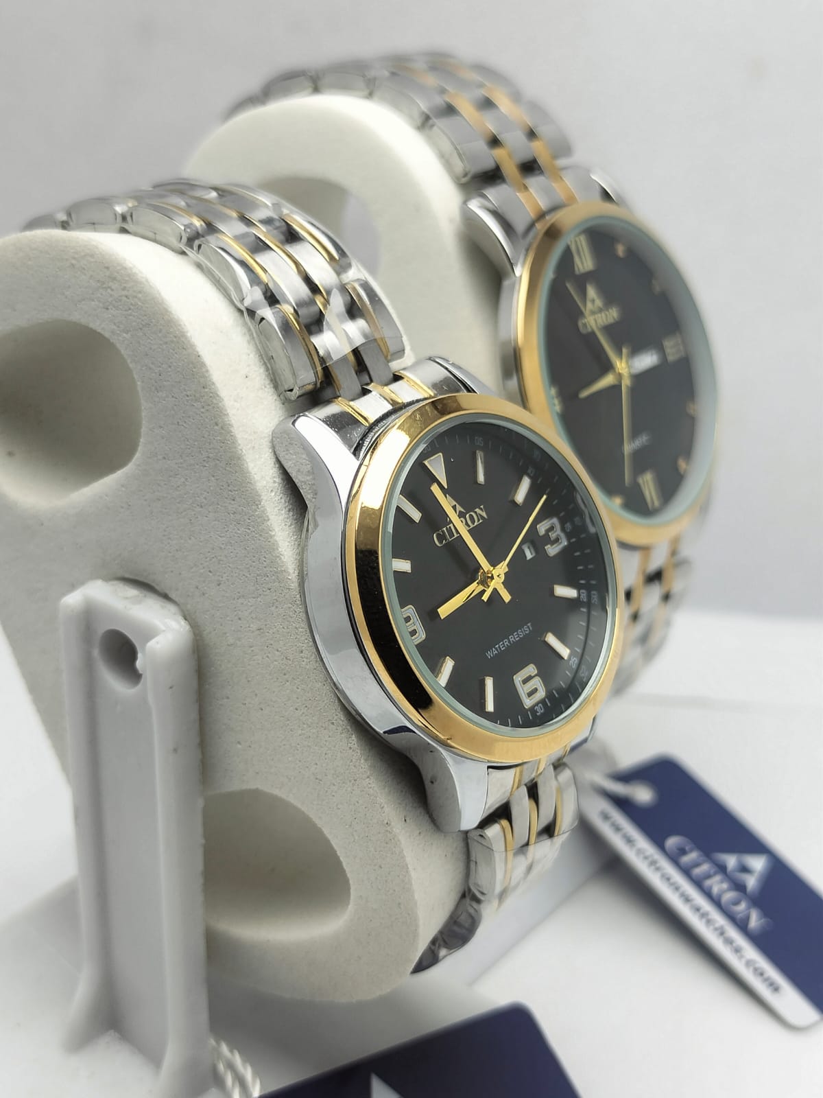 Citron Couple Watches – Matching Silver & Gold Strap with Black Dial - LOOKANDLUSH.COM