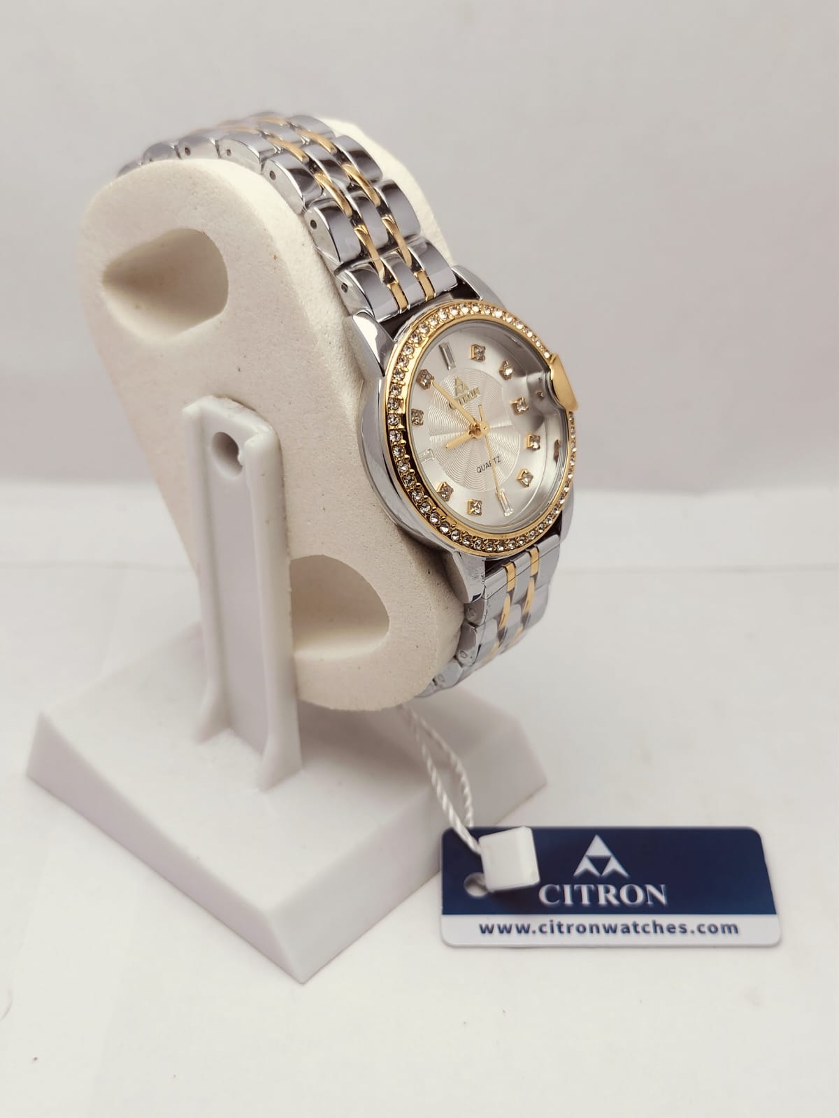 Citron Women’s Luxury Watch – Silver & Gold Strap with Crystal Bezel - LOOKANDLUSH.COM
