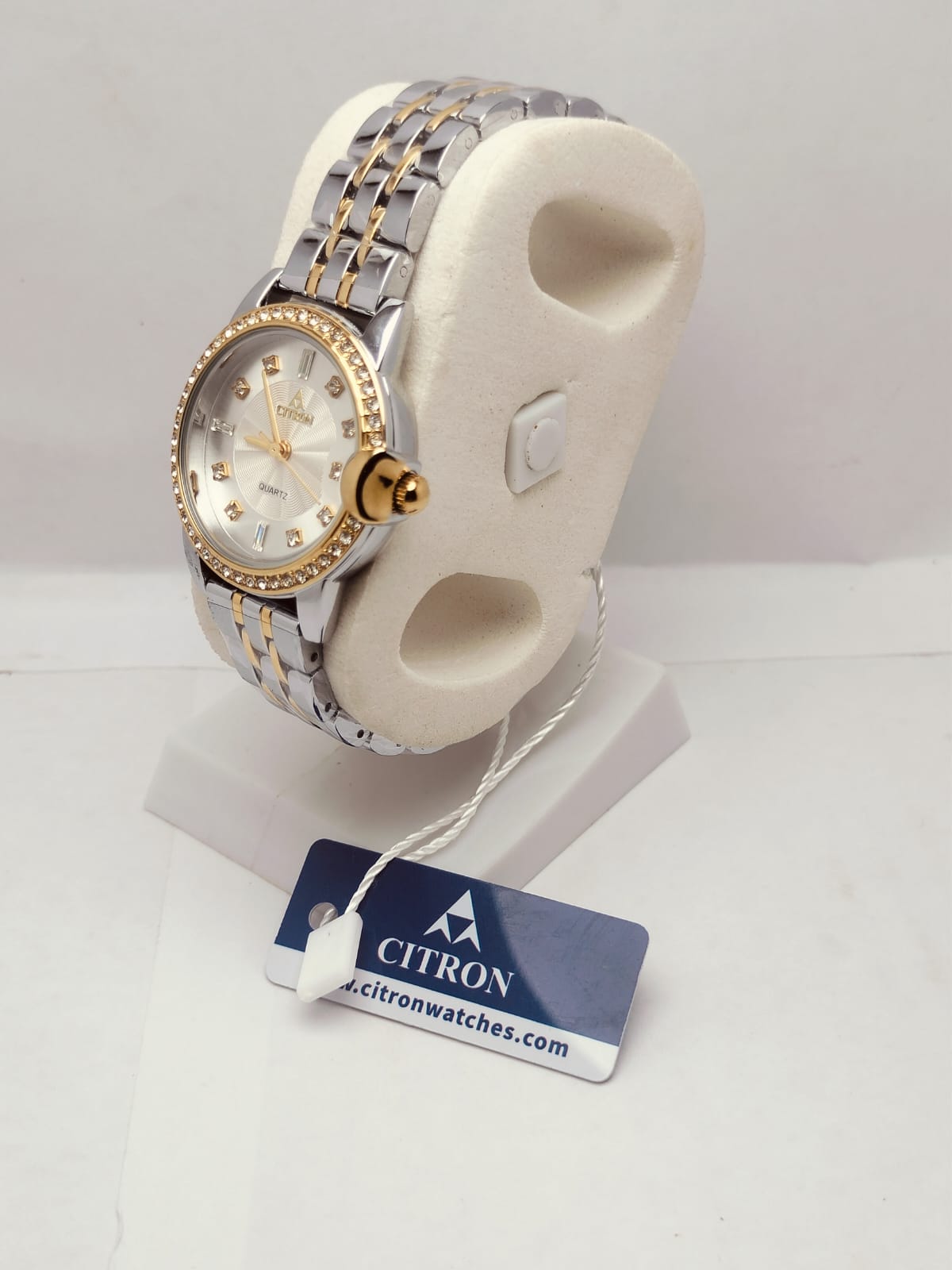 Citron Women’s Luxury Watch – Silver & Gold Strap with Crystal Bezel - LOOKANDLUSH.COM