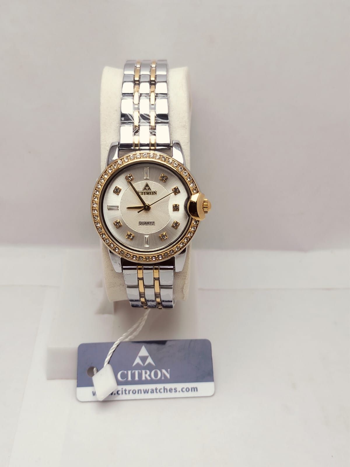 Citron Women’s Luxury Watch – Silver & Gold Strap with Crystal Bezel - LOOKANDLUSH.COM