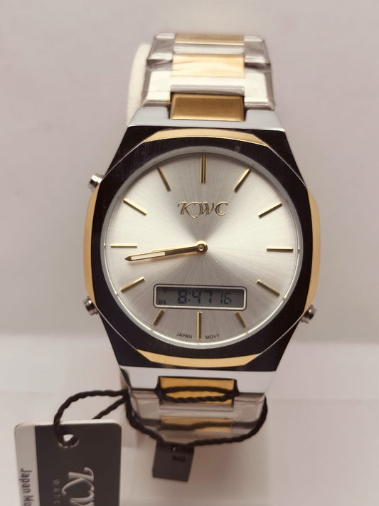 KWC Men’s Analog Digital Watch – Silver & Gold Stainless Steel Strap - LOOKANDLUSH.COM