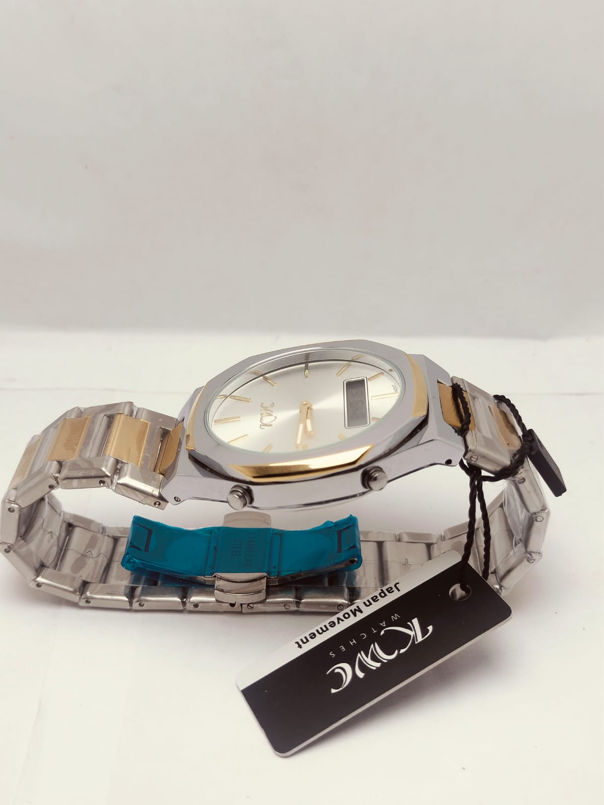 KWC Men’s Analog Digital Watch – Silver & Gold Stainless Steel Strap - LOOKANDLUSH.COM