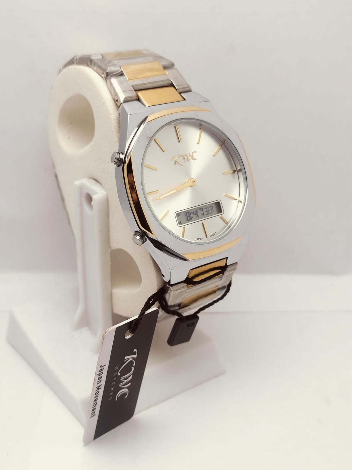 KWC Men’s Analog Digital Watch – Silver & Gold Stainless Steel Strap - LOOKANDLUSH.COM