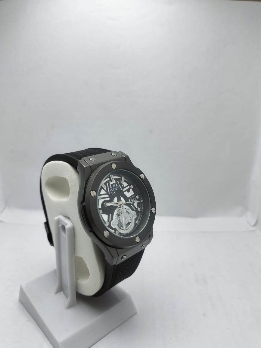 Luxury Hublot Style Skeleton Automatic Watch – Black Rubber Strap - LOOKANDLUSH.COM