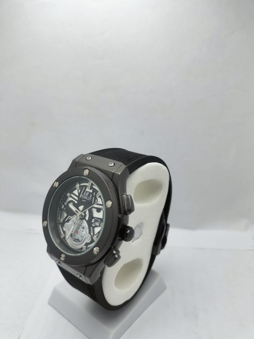 Luxury Hublot Style Skeleton Automatic Watch – Black Rubber Strap - LOOKANDLUSH.COM