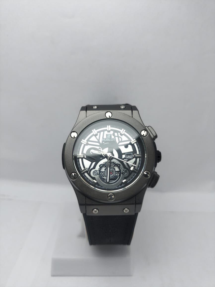 Luxury Hublot Style Skeleton Automatic Watch – Black Rubber Strap - LOOKANDLUSH.COM