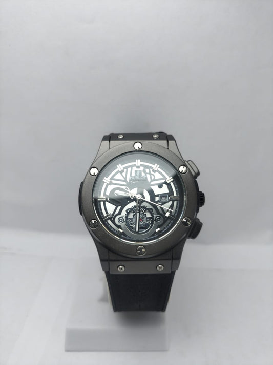 Luxury Hublot Style Skeleton Automatic Watch – Black Rubber Strap - LOOKANDLUSH.COM