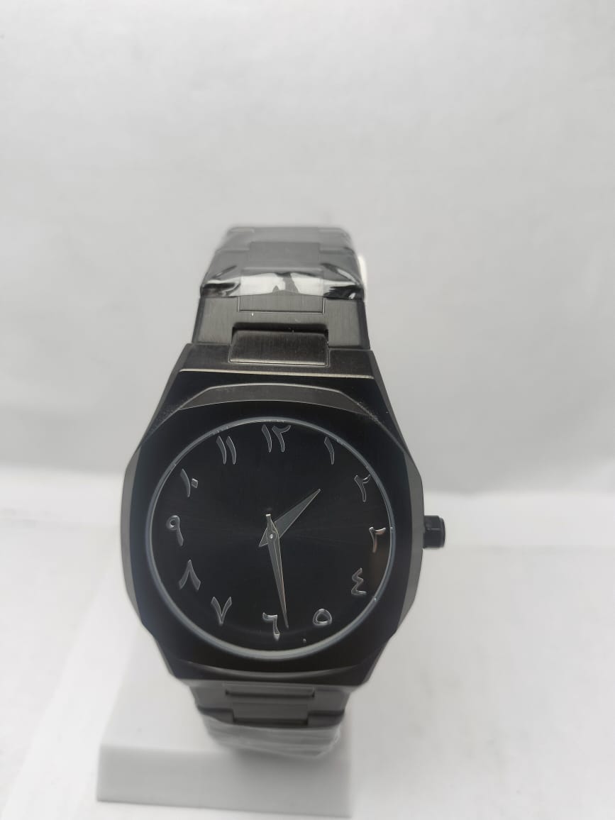 Men’s Black Stainless Steel Watch with Arabic Numerals - LOOKANDLUSH.COM