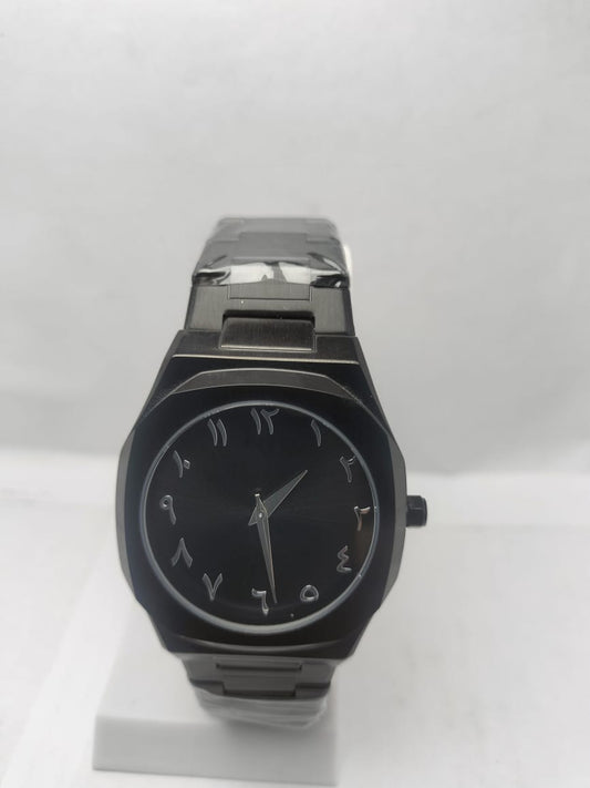 Men’s Black Stainless Steel Watch with Arabic Numerals - LOOKANDLUSH.COM