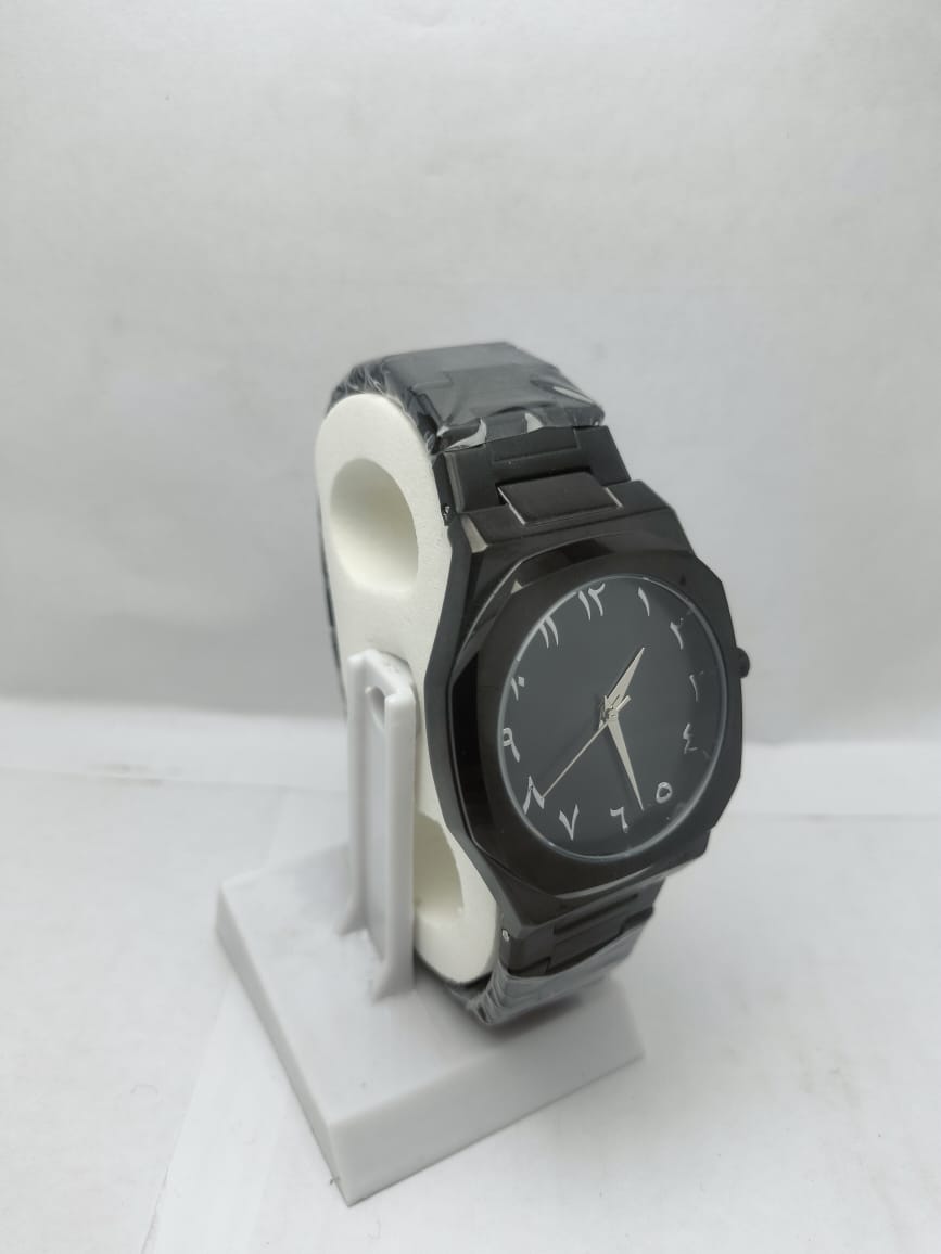 Men’s Black Stainless Steel Watch with Arabic Numerals - LOOKANDLUSH.COM