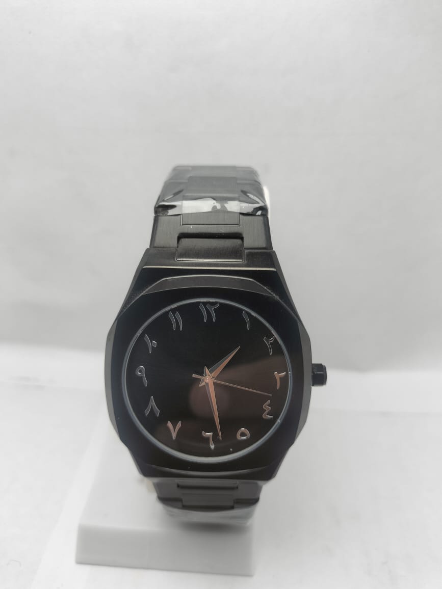 Men’s Black Stainless Steel Watch with Arabic Numerals - LOOKANDLUSH.COM