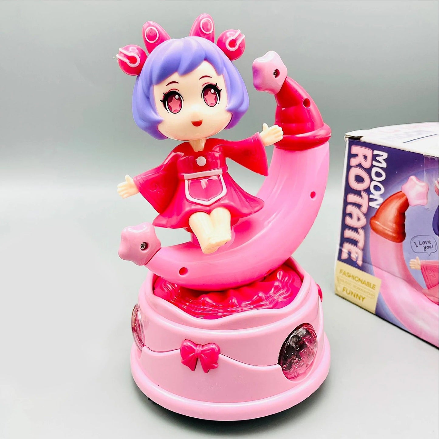 Rotating Moon Doll Toy With LED Lights & Music